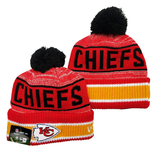 Chiefs Team Logo Red Pom Cuffed Knit Hat YD