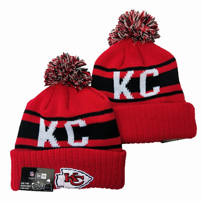 Chiefs Team Logo Red Pom Knit Hat YD