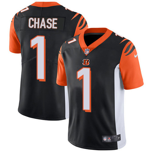 Cincinnati Bengals #1 Ja'Marr Chase Nike 100th Season Vapor Limited Jersey Black Cincinnati Bengals #1 Ja'Marr Chase Nike 100th Season Vapor Limited Jersey Black