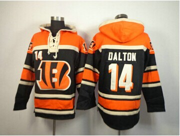 Cincinnati Bengals #14 Andy Dalton Orange Sawyer Hooded Sweatshirt Stitched Jersey Cincinnati Bengals #14 Andy Dalton Orange Sawyer Hooded Sweatshirt Stitched Jersey