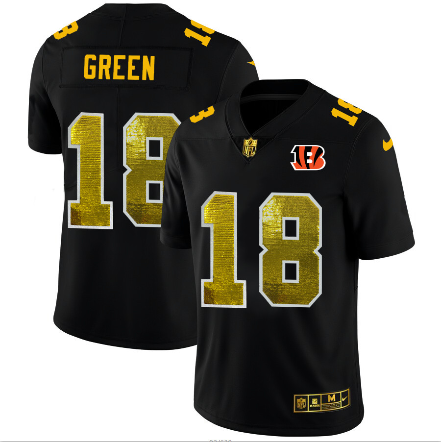 Cincinnati Bengals #18 A.J. Green Men's Black Nike Golden Sequin Vapor Limited NFL Jersey Cincinnati Bengals #18 A.J. Green Men's Black Nike Golden Sequin Vapor Limited NFL Jersey