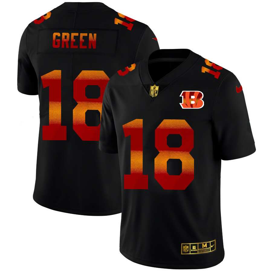 Cincinnati Bengals #18 A.J. Green Men's Black Nike Red Orange Stripe Vapor Limited NFL Jersey Cincinnati Bengals #18 A.J. Green Men's Black Nike Red Orange Stripe Vapor Limited NFL Jersey