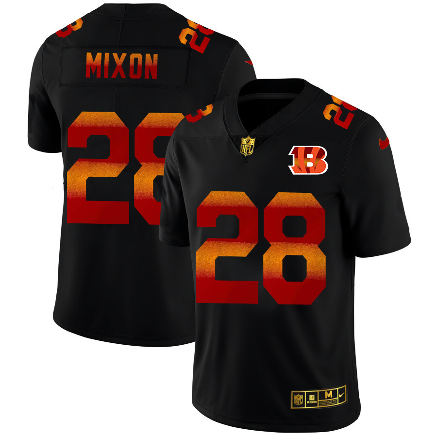 Cincinnati Bengals #28 Joe Mixon Men's Black Nike Red Orange Stripe Vapor Limited NFL Jersey Cincinnati Bengals #28 Joe Mixon Men's Black Nike Red Orange Stripe Vapor Limited NFL Jersey