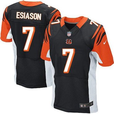 Cincinnati Bengals #7 Boomer Esiason Black Team Color NFL Elite Jersey Cincinnati Bengals #7 Boomer Esiason Black Team Color NFL Elite Jersey