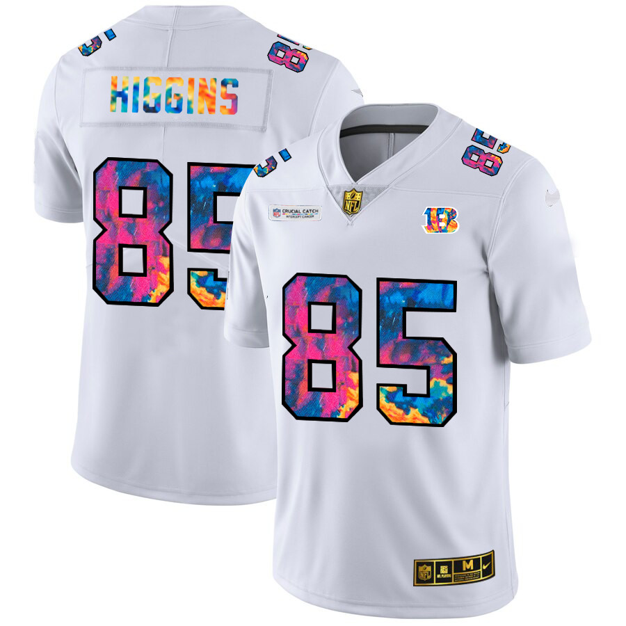 Cincinnati Bengals #85 Tee Higgins Men's White Nike Multi-Color 2020 NFL Crucial Catch Limited NFL Jersey Cincinnati Bengals #85 Tee Higgins Men's White Nike Multi-Color 2020 NFL Crucial Catch Limited NFL Jersey