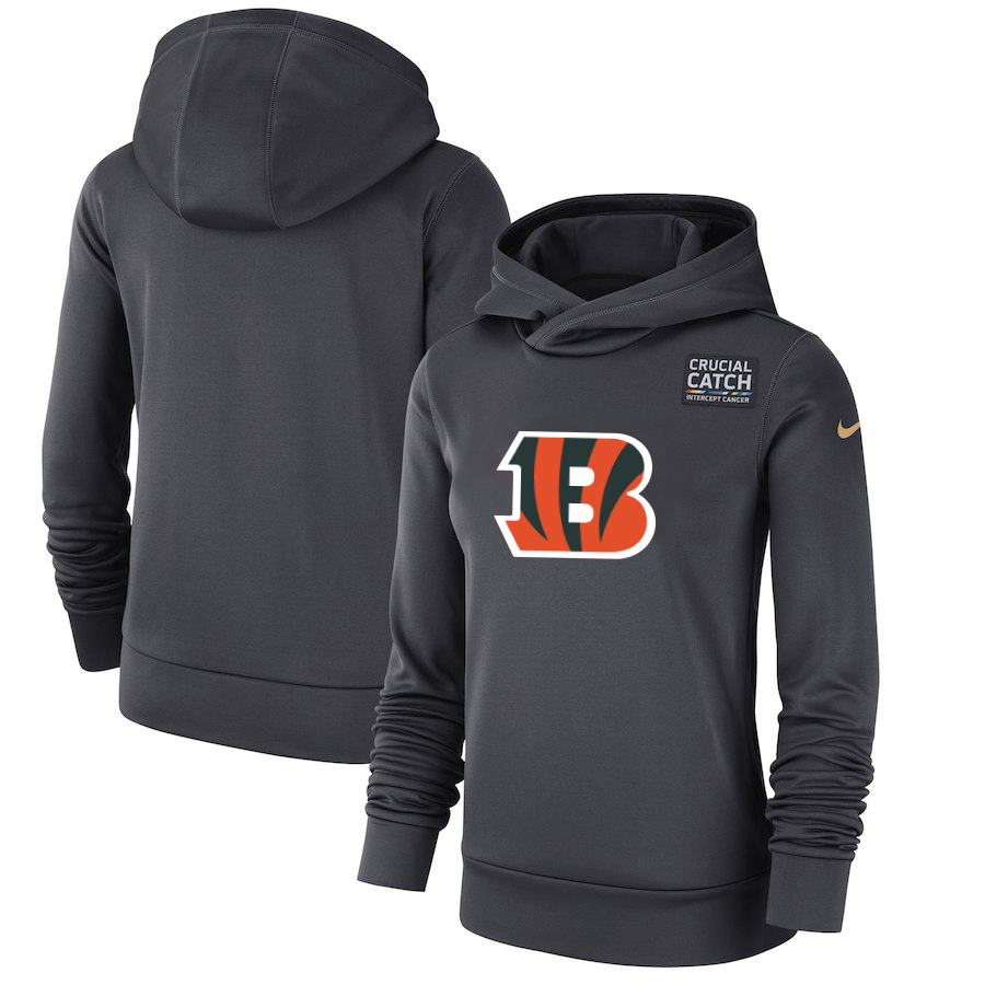 Cincinnati Bengals Anthracite Women's Nike Crucial Catch Performance Hoodie Cincinnati Bengals Anthracite Women's Nike Crucial Catch Performance Hoodie