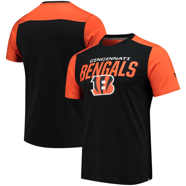 Cincinnati Bengals NFL Pro Line By Fanatics Branded Iconic Color Blocked T-Shirt Black Orange