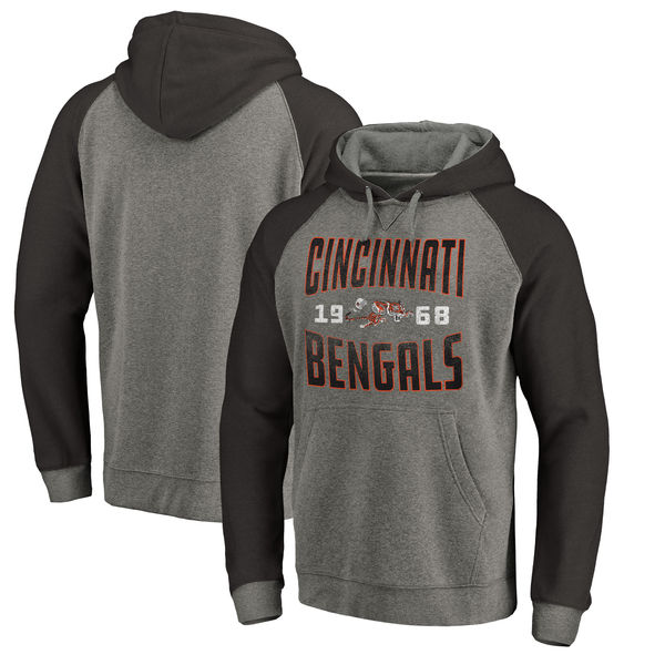 Cincinnati Bengals NFL Pro Line By Fanatics Branded Timeless Collection Antique Stack Tri-Blend Raglan Pullover Hoodie Ash Cincinnati Bengals NFL Pro Line By Fanatics Branded Timeless Collection Antique Stack Tri-Blend Raglan Pullover Hoodie Ash