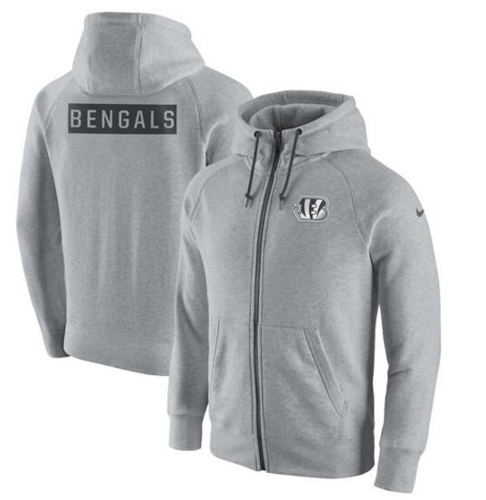 Cincinnati Bengals Nike Gridiron Gray 2.0 Full Zip Hoodie Ash