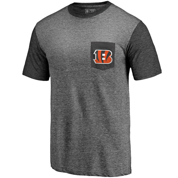Cincinnati Bengals Pro Line By Fanatics Branded Heathered Gray Black Refresh Pocket T-Shirt