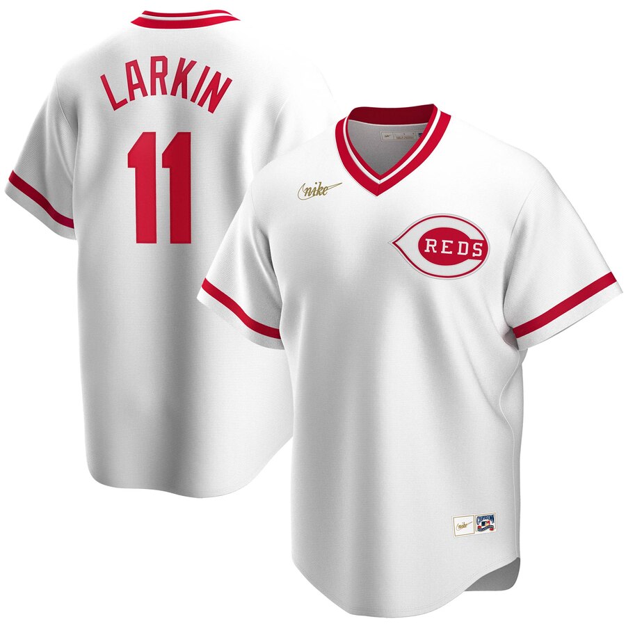 Cincinnati Reds #11 Barry Larkin Nike Home Cooperstown Collection Player MLB Jersey White Cincinnati Reds #11 Barry Larkin Nike Home Cooperstown Collection Player MLB Jersey White