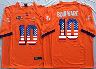 Clemson Tigers 10 Ben Boulware Orange USA Flag College Jersey Clemson Tigers 10 Ben Boulware Orange USA Flag College Jersey