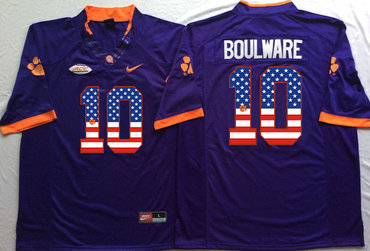 Clemson Tigers 10 Ben Boulware Purple USA Flag College Jersey Clemson Tigers 10 Ben Boulware Purple USA Flag College Jersey