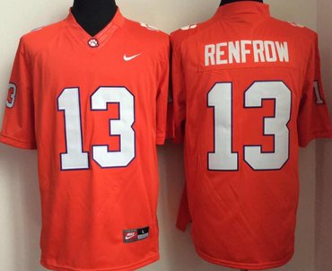 Clemson Tigers 13 Hunter Renfrow Orange College Football Jersey