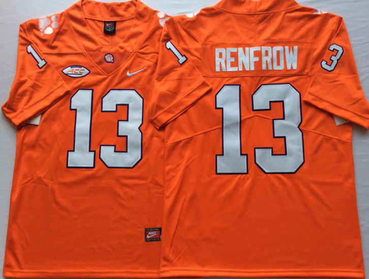 Clemson Tigers 13 Hunter Renfrow Orange Nike College Football Jersey