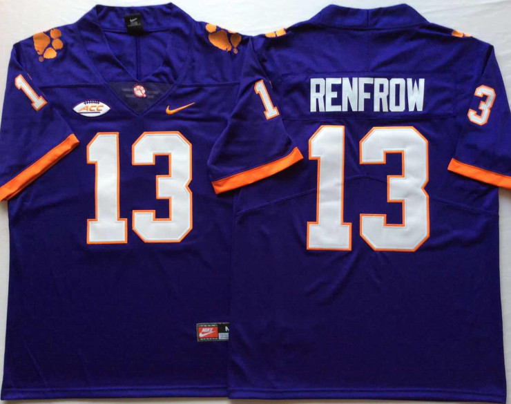 Clemson Tigers 13 Hunter Renfrow Purple Nike College Football Jersey