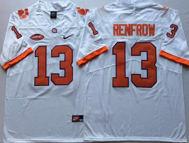 Clemson Tigers 13 Hunter Renfrow White Nike College Football Jersey