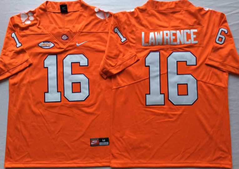Clemson Tigers 16 Trevor Lawrence Orange Nike College Football Jersey