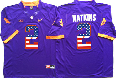 Clemson Tigers 2 Sammy Watkins Purple USA Flag College Jersey Clemson Tigers 2 Sammy Watkins Purple USA Flag College Jersey