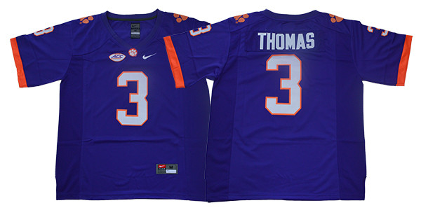 Clemson Tigers 3 Xavier Thomas Purple College Football Jersey