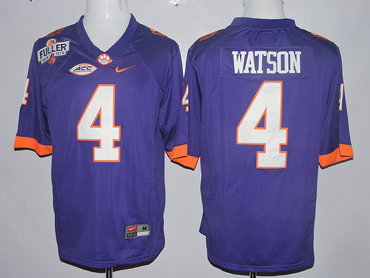 Clemson Tigers 4 Deshaun Watson Purple 1975-1978 Fuller College Jersey Clemson Tigers 4 Deshaun Watson Purple 1975-1978 Fuller College Jersey