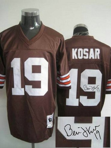 Cleveland Browns #19 Kosar Brown throwback Jersey(Signed Elite)