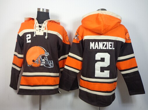 Cleveland Browns #2 Johnny Manziel Brown orange Sawyer Hooded Sweatshirt Stitched Jersey Cleveland Browns #2 Johnny Manziel Brown orange Sawyer Hooded Sweatshirt Stitched Jersey