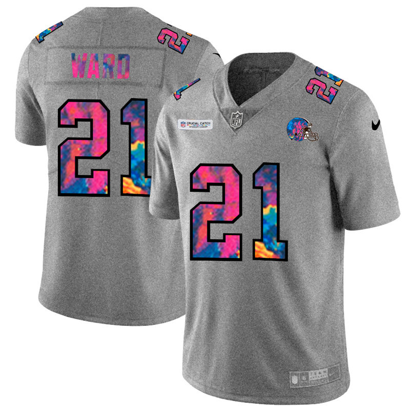 Cleveland Browns #21 Denzel Ward Men's Nike Multi-Color 2020 NFL Crucial Catch NFL Jersey Greyheather Cleveland Browns #21 Denzel Ward Men's Nike Multi-Color 2020 NFL Crucial Catch NFL Jersey Greyheather