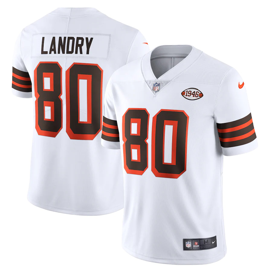 Cleveland Browns #80 Jarvis Landry Nike 1946 Collection Alternate Vapor Limited NFL Jersey - White Cleveland Browns #80 Jarvis Landry Nike 1946 Collection Alternate Vapor Limited NFL Jersey - White