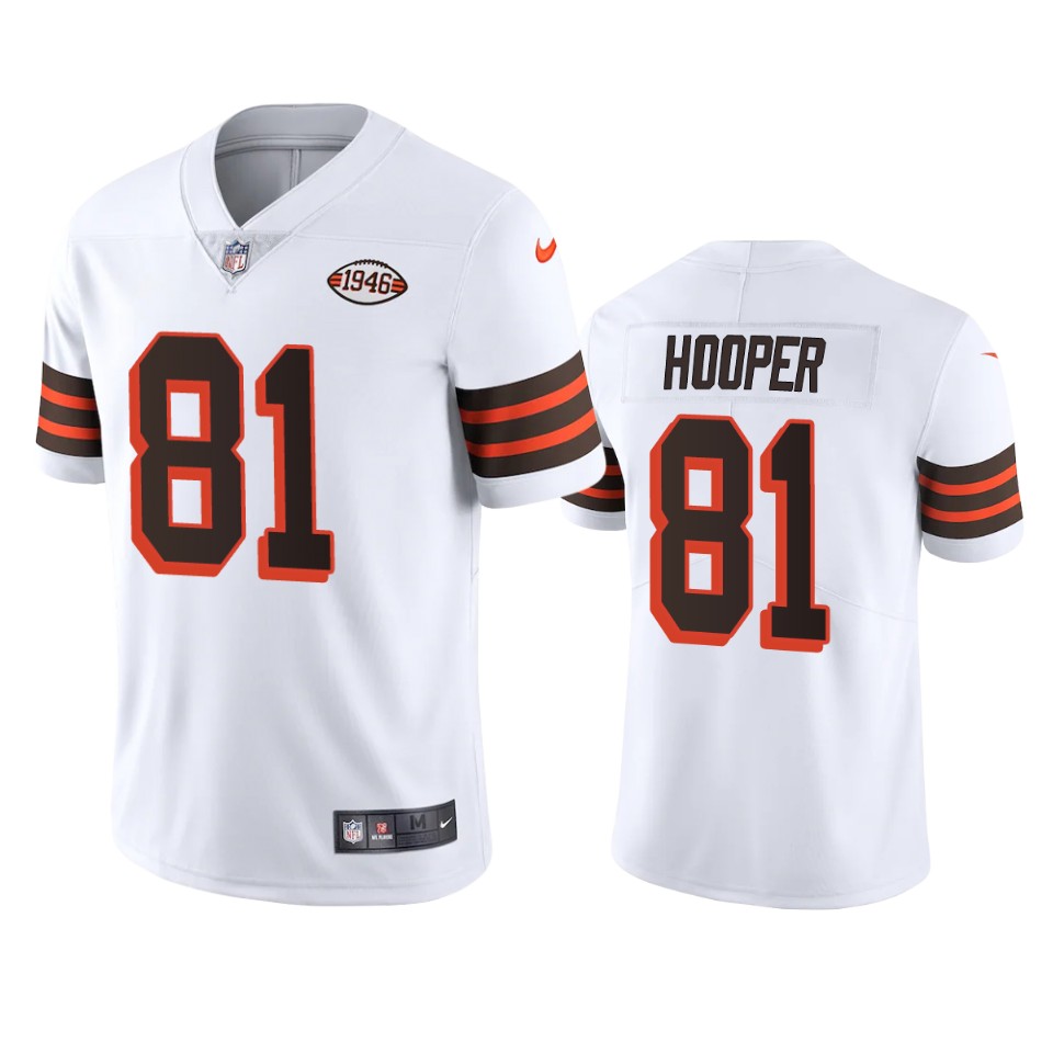 Cleveland Browns #81 Austin Hooper Nike 1946 Collection Alternate Vapor Limited NFL Jersey - White Cleveland Browns #81 Austin Hooper Nike 1946 Collection Alternate Vapor Limited NFL Jersey - White