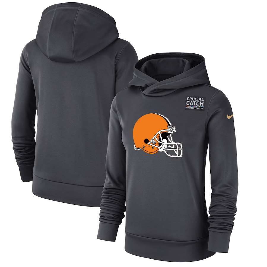 Cleveland Browns Anthracite Women's Nike Crucial Catch Performance Hoodie Cleveland Browns Anthracite Women's Nike Crucial Catch Performance Hoodie