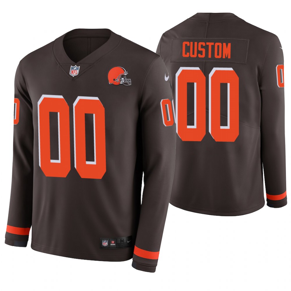 Cleveland Browns Custom Brown Therma Long Sleeve Jersey Cleveland Browns Custom Brown Therma Long Sleeve Jersey