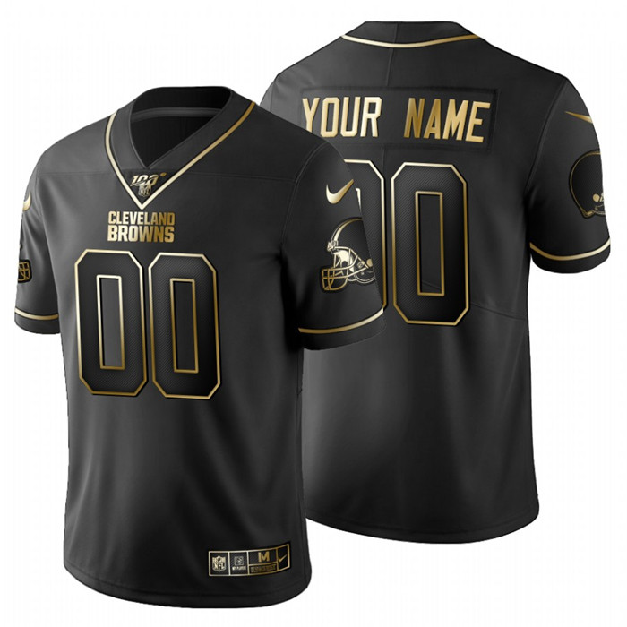 Cleveland Browns Custom Men's Nike Black Golden Limited NFL 100 Jersey Cleveland Browns Custom Men's Nike Black Golden Limited NFL 100 Jersey