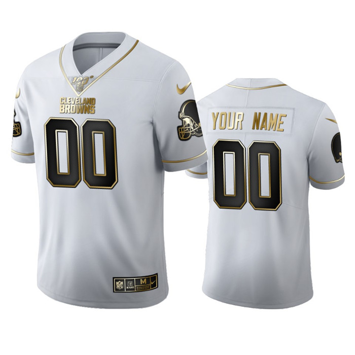 Cleveland Browns Custom Men's Nike White Golden Edition Vapor Limited NFL 100 Jersey Cleveland Browns Custom Men's Nike White Golden Edition Vapor Limited NFL 100 Jersey