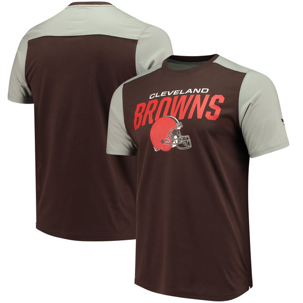 Cleveland Browns NFL Pro Line By Fanatics Branded Iconic Color Blocked T-Shirt Brown Gray