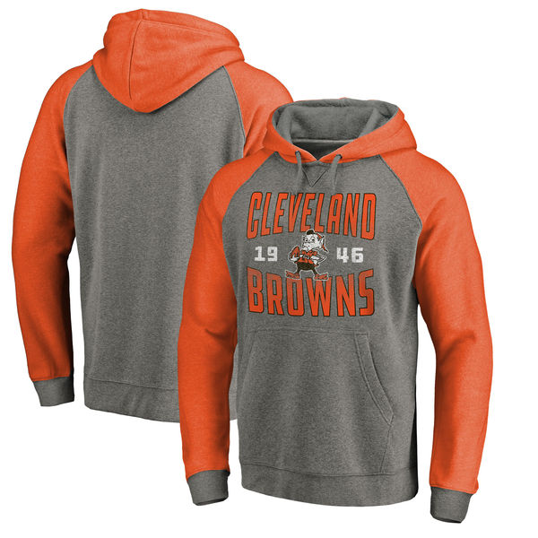 Cleveland Browns NFL Pro Line By Fanatics Branded Timeless Collection Antique Stack Tri-Blend Raglan Pullover Hoodie Ash Cleveland Browns NFL Pro Line By Fanatics Branded Timeless Collection Antique Stack Tri-Blend Raglan Pullover Hoodie Ash
