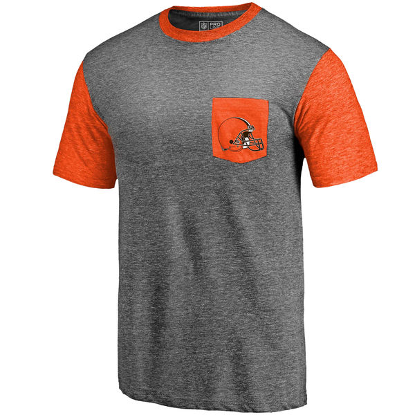 Cleveland Browns Pro Line By Fanatics Branded Heathered Gray Orange Refresh Pocket T-Shirt Cleveland Browns Pro Line By Fanatics Branded Heathered Gray Orange Refresh Pocket T-Shirt