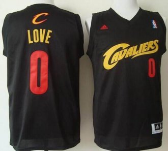 Cleveland Cavaliers #0 Kevin Love Black(Red No.) Fashion Stitched NBA Jersey