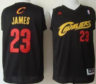 Cleveland Cavaliers #23 LeBron James Black(Red No.) Fashion Stitched NBA Jersey