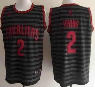 Cleveland Cavaliers 2 Kyrie Irving Grey Whith Black Strip Revolution 30 Swingman NBA Jerseys