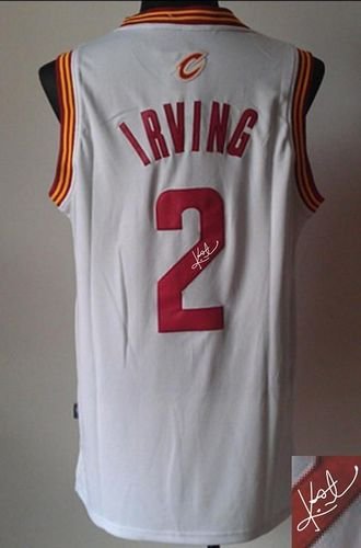 Cleveland Cavaliers Revolution 30 Autographed #2 Kyrie Irving Navy White Stitched NBA Jersey