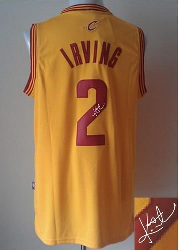 Cleveland Cavaliers Revolution 30 Autographed #2 Kyrie Irving Navy Yellow Stitched NBA Jersey