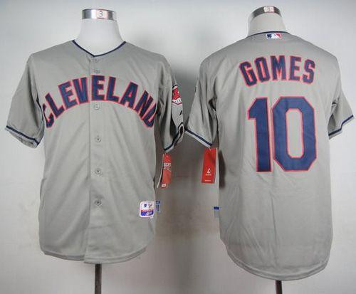 Cleveland Indians #10 Yan Gomes Grey Cool Base Stitched Baseball Jersey
