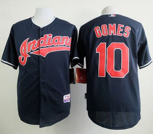 Cleveland Indians #10 Yan Gomes Navy Blue Cool Base Stitched Baseball Jersey