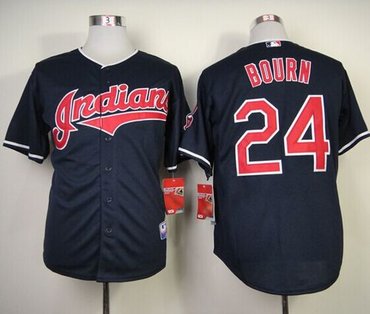 Cleveland Indians #24 Michael Bourn Navy Blue Cool Base Baseball Jersey