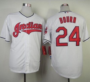Cleveland Indians #24 Michael Bourn White Cool Base Baseball Jersey