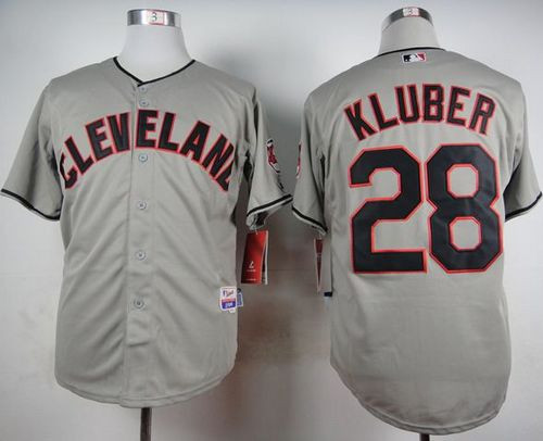 Cleveland Indians #28 Corey Kluber Grey Cool Base Stitched Baseball Jersey