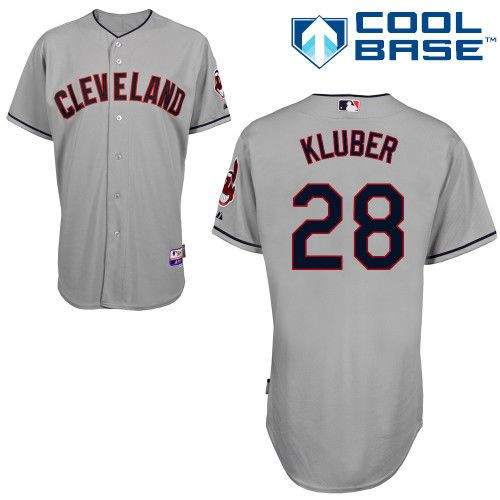 Cleveland Indians #28 Corey Kluber Grey Cool Base Stitched Baseball Jersey