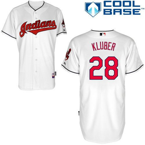 Cleveland Indians #28 Corey Kluber White Cool Base Stitched Baseball Jersey
