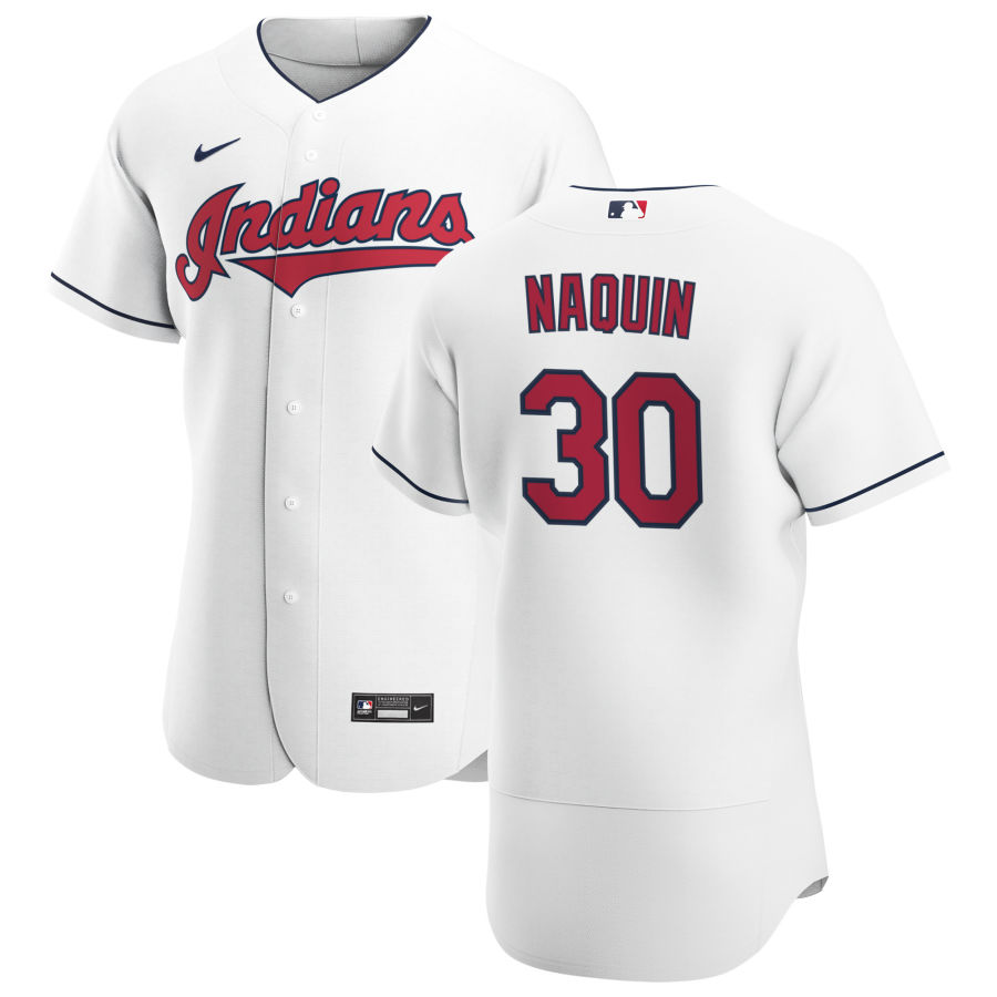 Cleveland Indians #30 Tyler Naquin Men's Nike White Home 2020 Authentic Team MLB Jersey Cleveland Indians #30 Tyler Naquin Men's Nike White Home 2020 Authentic Team MLB Jersey